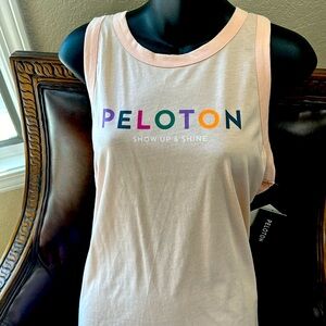 Peloton size large light pink tank top follow up & shine new with tags